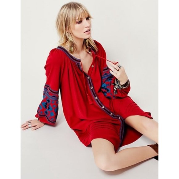 Free People In the Clear Embroidered Tunic Dress - Picture 1 of 8